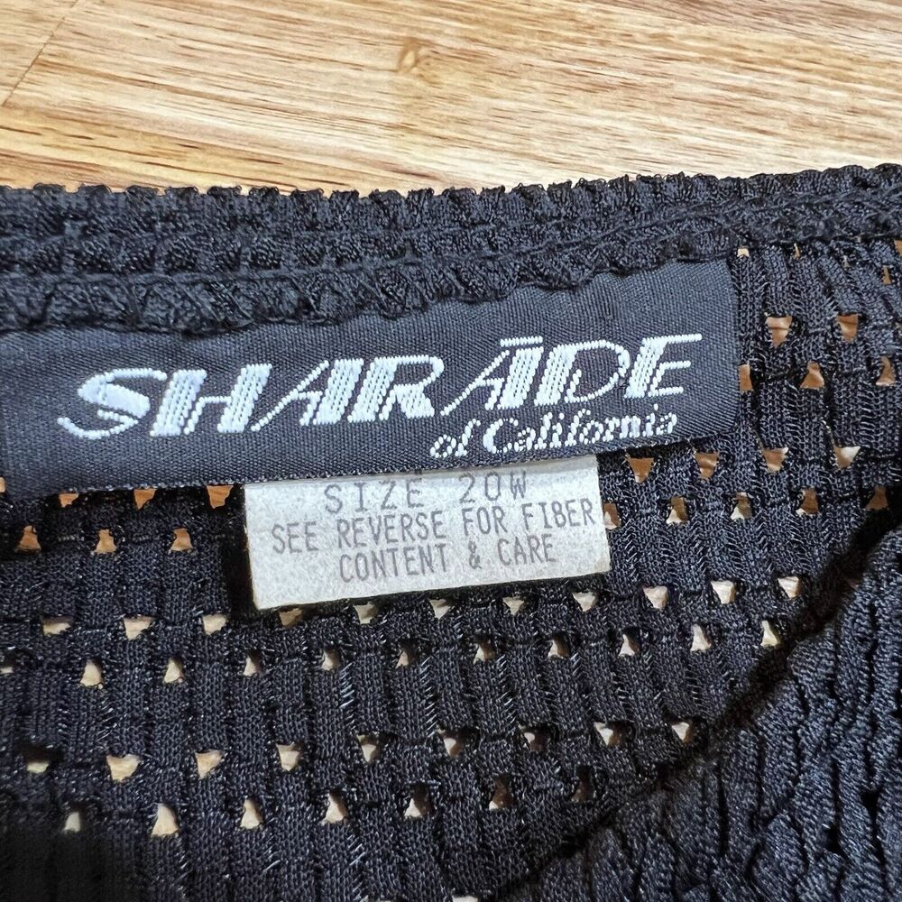 Sharade Of California Vintage Black Vented Tunic Top Swim Cover Sz 20W - Picture 5 of 12